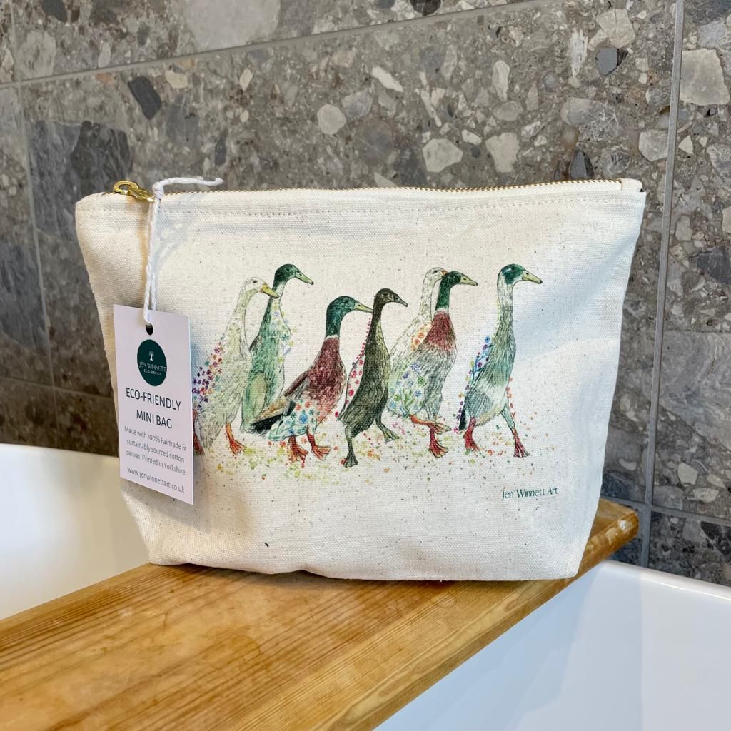 Ducks in a Row Fair Trade Lined Cotton Toiletry Cosmetic Eco Bag